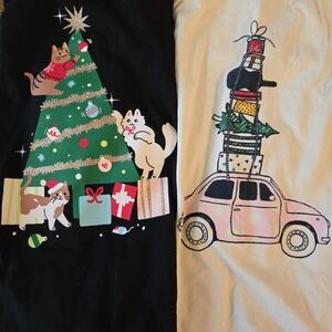 Cat & Jack Long Sleeve Tees - Black and White with Festive Designs